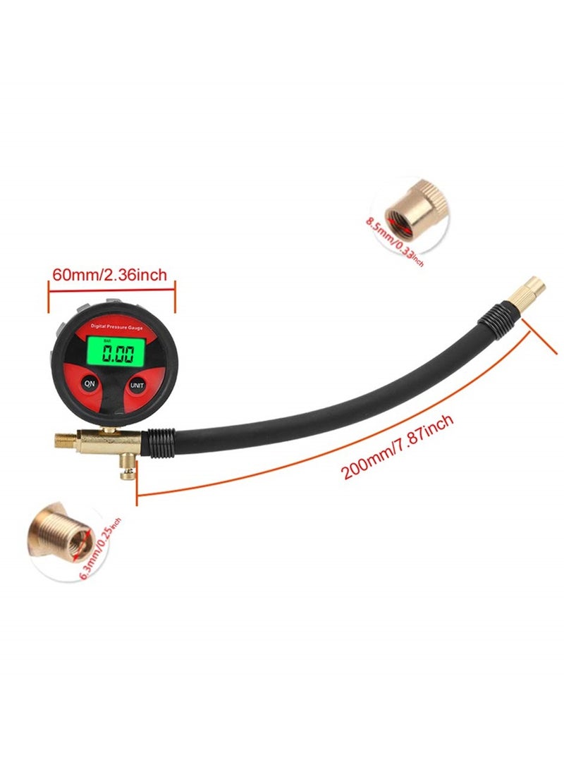 SYOSI مقياس ضغط الإطارات الرقمي، مقياس ضغط الهواء الرقمي متعدد الوظائف LCD لسيارات، شاحنات، دراجات نارية - Image 3