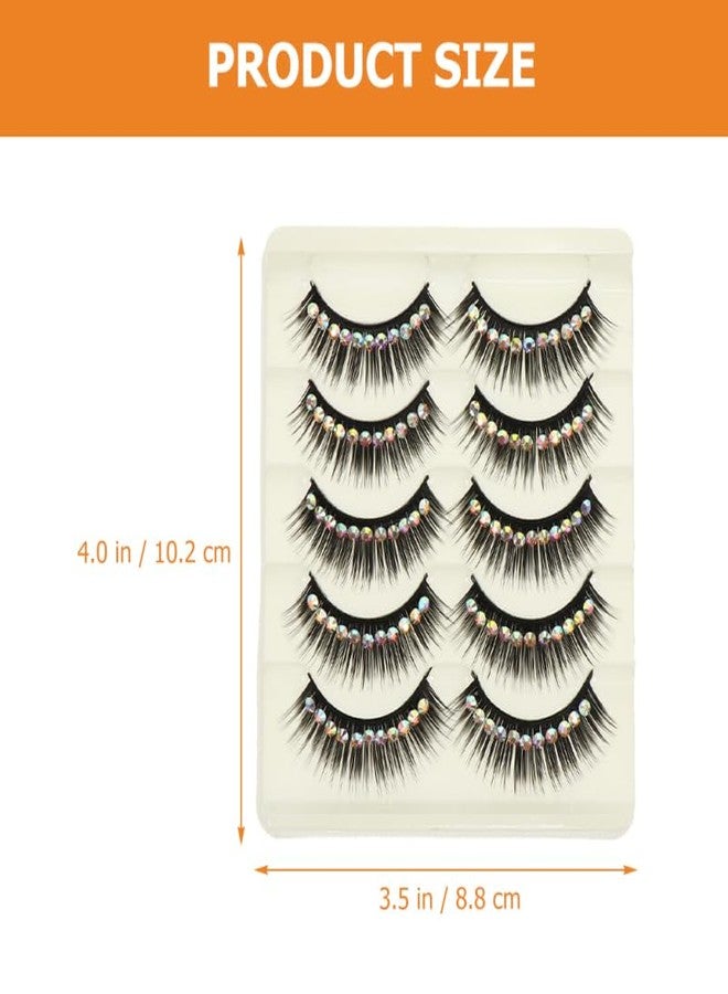 KALLORY 10 Pairs Diamond False Eyelashes Rhinestone Performance Eyelash Realistic Eyelash Women Eyelash Natural False Lashes Long Fake Lash Chemical Fiber Hard Stem Make up Cosmetic - Image 2