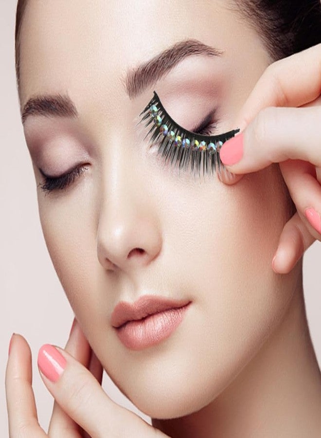 KALLORY 10 Pairs Diamond False Eyelashes Rhinestone Performance Eyelash Realistic Eyelash Women Eyelash Natural False Lashes Long Fake Lash Chemical Fiber Hard Stem Make up Cosmetic - Image 3