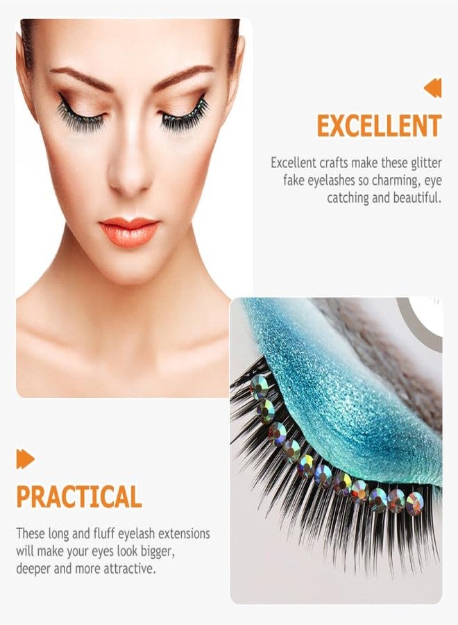 KALLORY 10 Pairs Diamond False Eyelashes Rhinestone Performance Eyelash Realistic Eyelash Women Eyelash Natural False Lashes Long Fake Lash Chemical Fiber Hard Stem Make up Cosmetic - Image 5