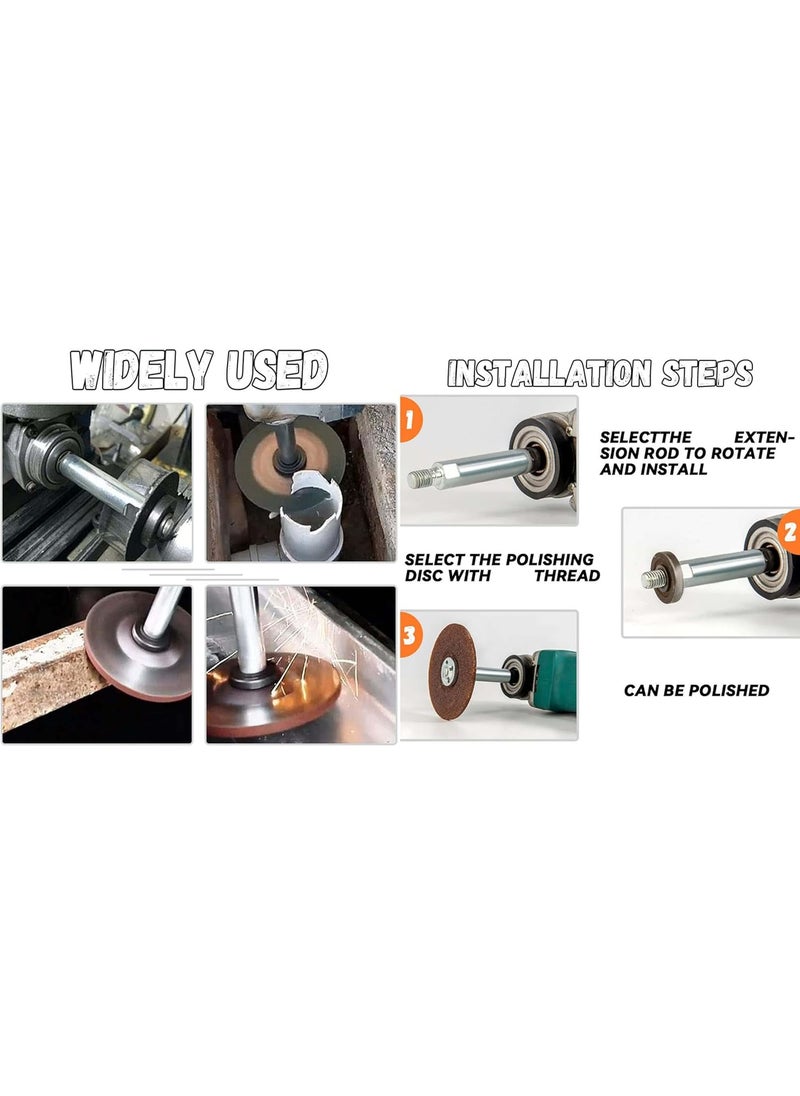 DIY Crafts - DIY Crafts M14 Rotary Extension Shaft Thread for Electric Rotary Polisher,Car Polisher,Polishing Pads,Backing Plate, Sucker, Drill Grinder + Brilstle Brush (Pack Of 4 Set, 4"inch Extension Rod#1) - Image 1