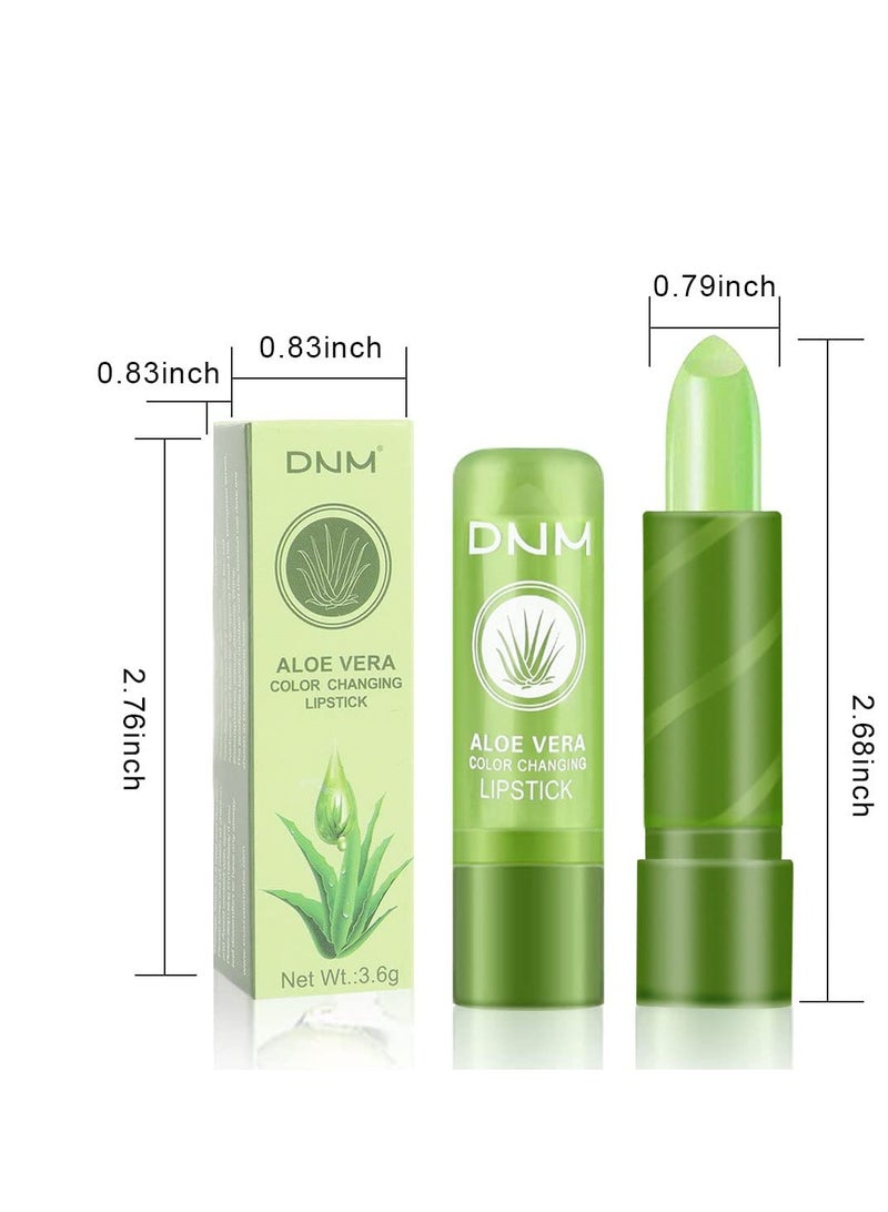 BINGBRUSH 2 Pcs Aloe Vera Color Changing Lipstick Queen,Long Lasting Lip Care Nutritious Plumper Lip Balm Moisturizer Magic PH Temperature Color Change Lip Gloss Makeup Set for Women