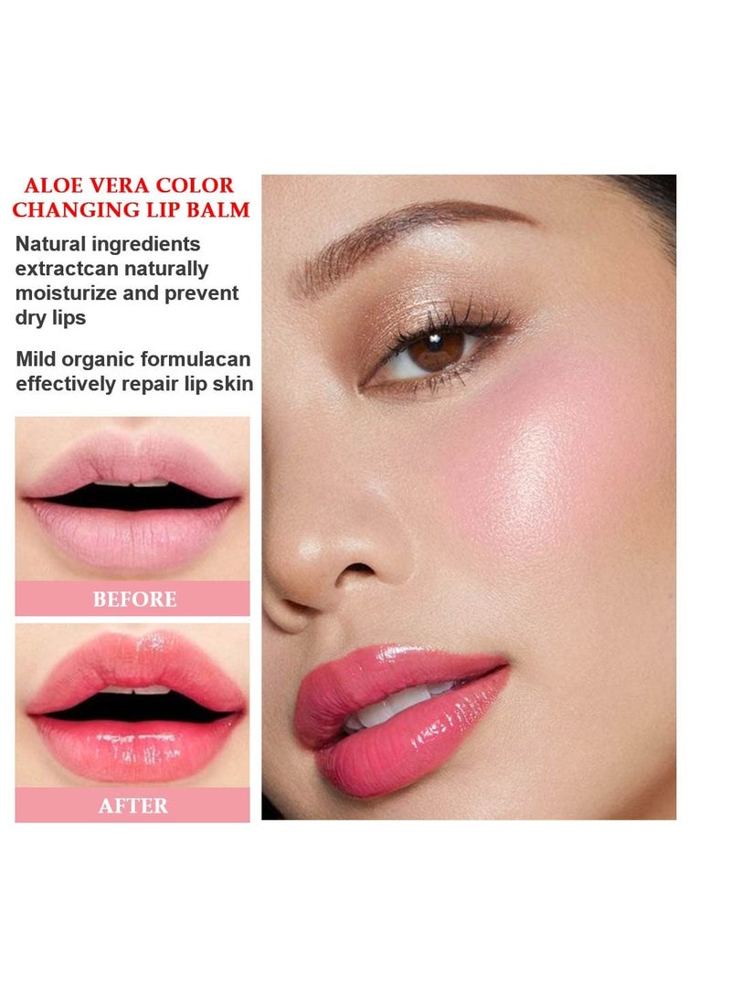BINGBRUSH 2 Pcs Aloe Vera Color Changing Lipstick Queen,Long Lasting Lip Care Nutritious Plumper Lip Balm Moisturizer Magic PH Temperature Color Change Lip Gloss Makeup Set for Women