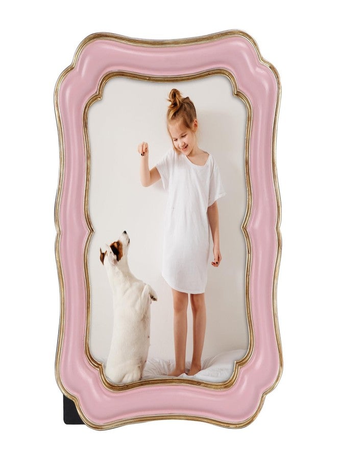 PHAREGE 5x7 Vintage Picture Frame Pink Gold, Ornate Antique Picture Frame for 5x7 Photo, Retro Photo Frame for Tabletop Vertical or Horizontal Display, 1 Pack - Image 1