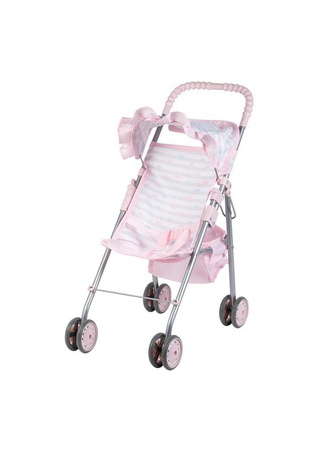 ادورا عربة أطفال أدورا بيبي دول مع غطاء مظلة وحواف مكشكشة، وغطاء شمسي قابل للتعديل، وتخزين ملحقات الدمية، هدية عيد ميلاد للأعمار من 3 سنوات فما فوق - قلب وردي فاتح - Image 1