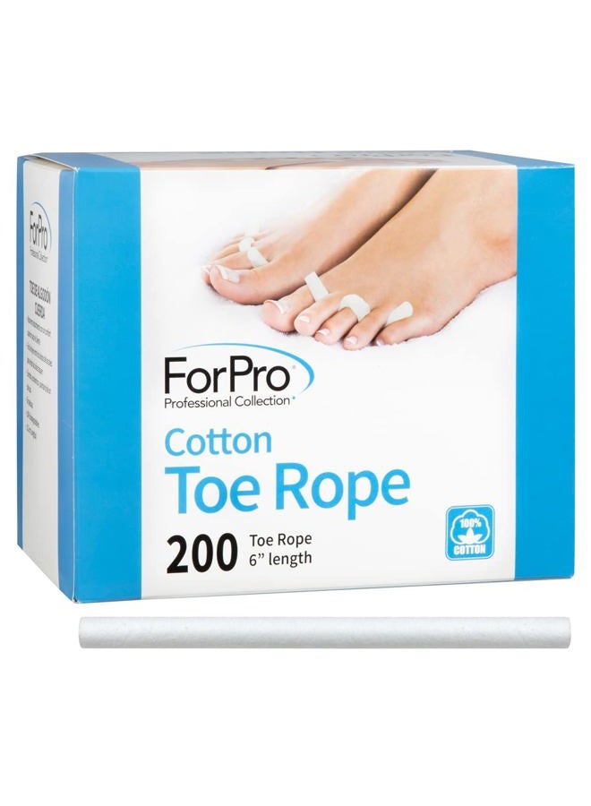 ForPro Professional Collection Cotton Toe Rope, Pedicure Toe Separator, Lint-Free, Biodegradable Cotton, 6” L, 200-Count - Image 1