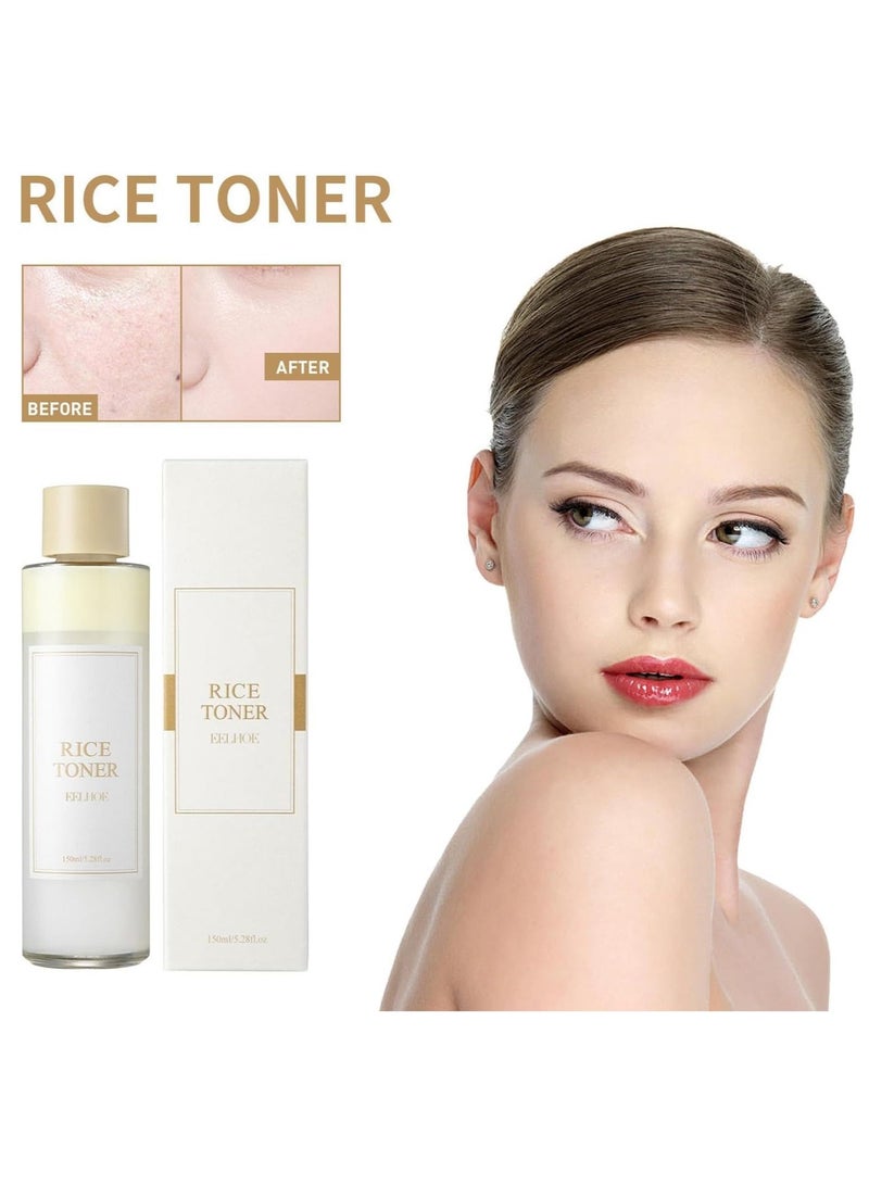 EELHOE Rice Face Toner,Natural Moisturizer Glow Essence,Glow Facial Toner,Hydrating and Moisturizing Rice Extract,Rice Toner for Face,Face Toner for Dry Skin,Rice Glow Boosting Essence Toner 150ML  - Image 3