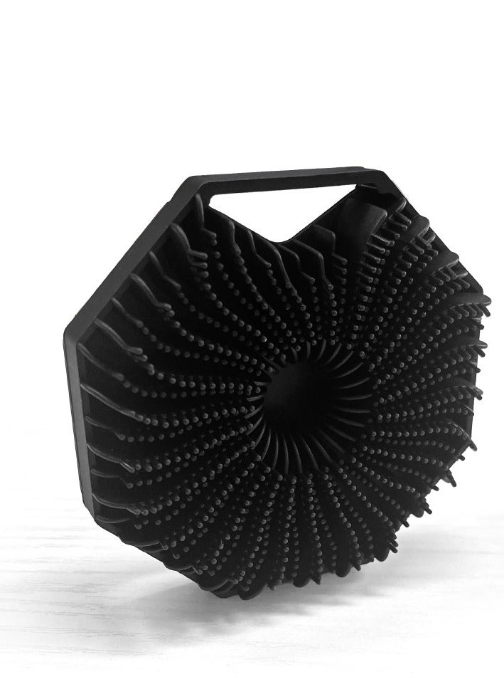 Silicone Body Scrub, Non-Slip Handle Shower Scrub Cleansing Brush, Silicone Body Brush with Soft Silicone Bristles for Shower, Exfoliating Body Scrub for Sensitive Skin (Black) - Image 1