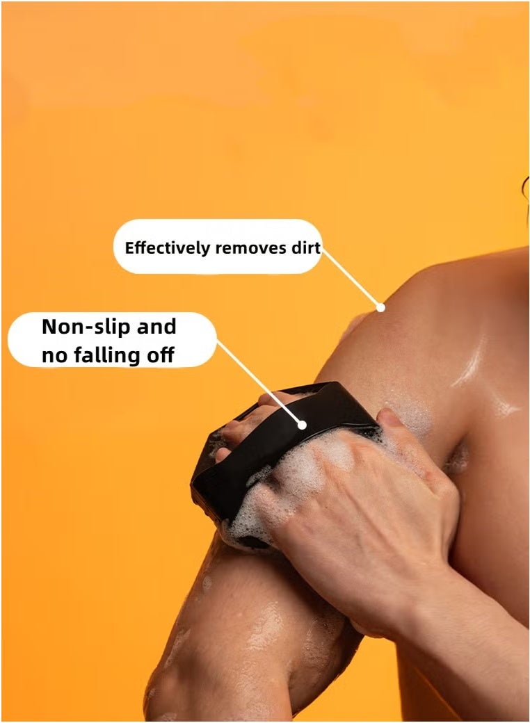 Silicone Body Scrub, Non-Slip Handle Shower Scrub Cleansing Brush, Silicone Body Brush with Soft Silicone Bristles for Shower, Exfoliating Body Scrub for Sensitive Skin (Black) - Image 3