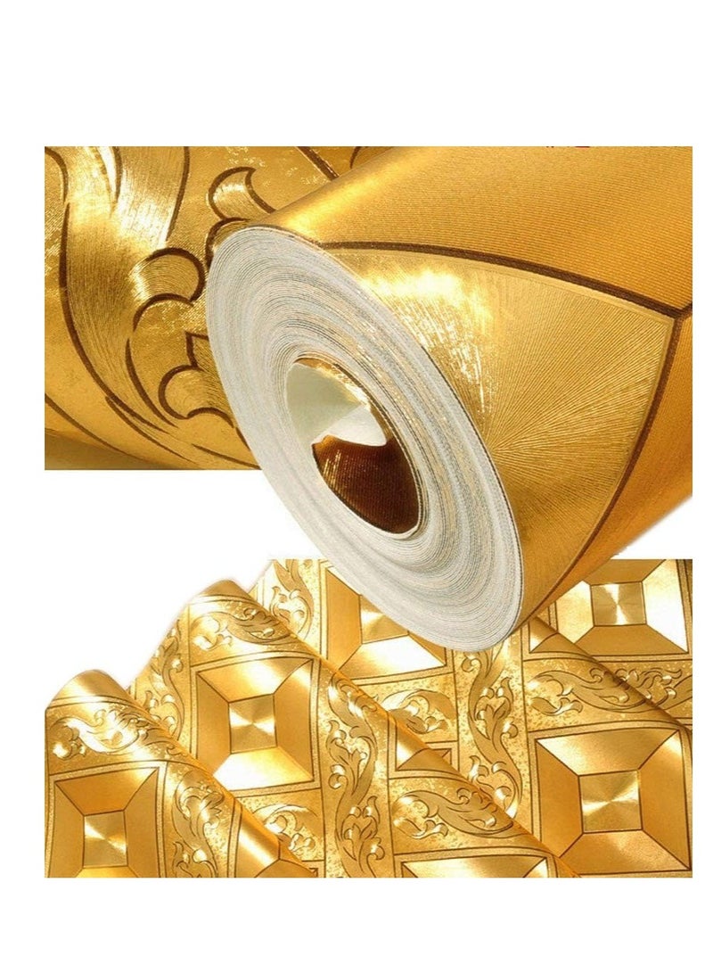 رول ورق منقوش فويل ميتاليك مقاس 50 سم × 1 متر لون ذهبي - Image 1