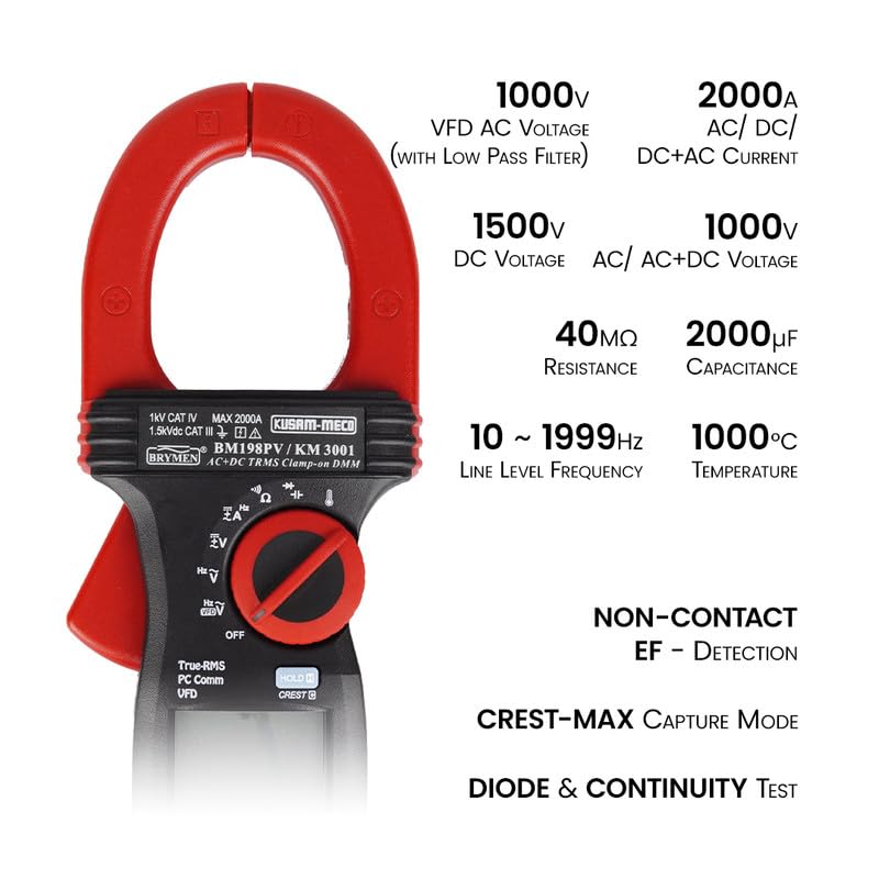 KUSAM-MECO KUSAMMECO ACDC TRMS Clamp on multimeter VFD EFDetection PC Interface For Solar Application KM 3001 1 Year Warranty  - Image 3