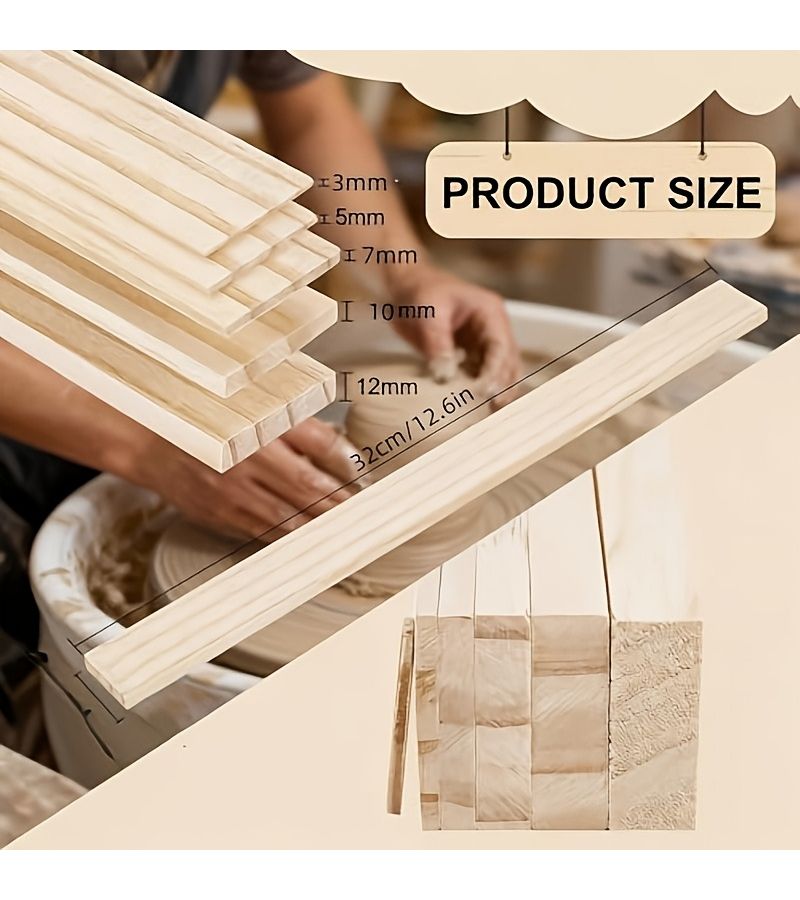 Pack Of 10 Pcs Pottery Rolling Guide Rods 3 5 7 10 12 Mm Wooden Spacers Jaws - Image 2