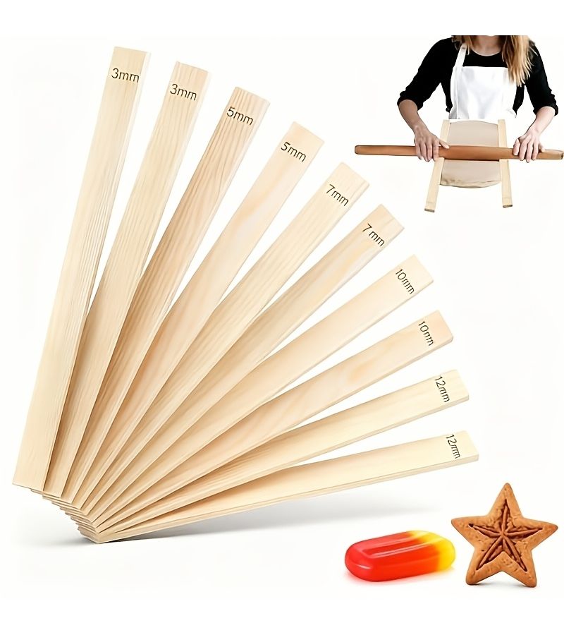 Pack Of 10 Pcs Pottery Rolling Guide Rods 3 5 7 10 12 Mm Wooden Spacers Jaws - Image 1