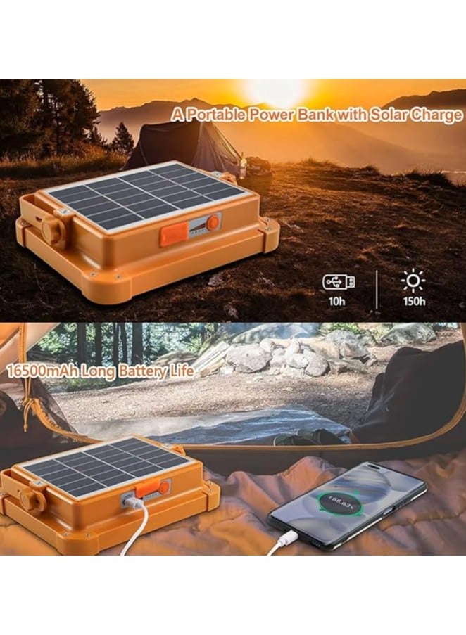 Solar Led LiPortable Solar Powered Camping Emergency LED Work Light, Rechargeable, High Brightness, Hanging Light for Job Site, Garage, Emergency Power Outage, Camping, USB Slotght - Image 3