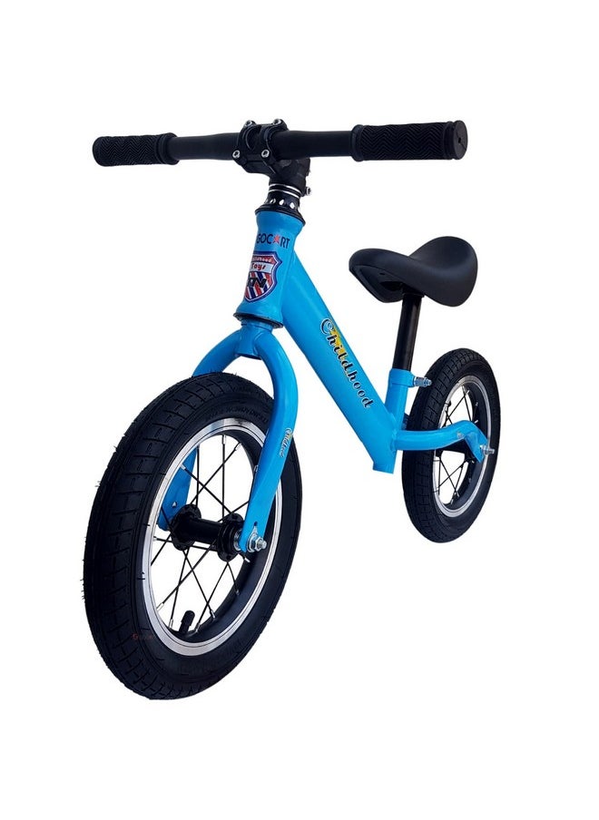 GOCART WITH G LOGO - GOCART WITH G LOGO Kids Training Cycle Without Pedal For 1.5 To 3 Year Old Kids ((Black) (Blue), Rigid - Image 1