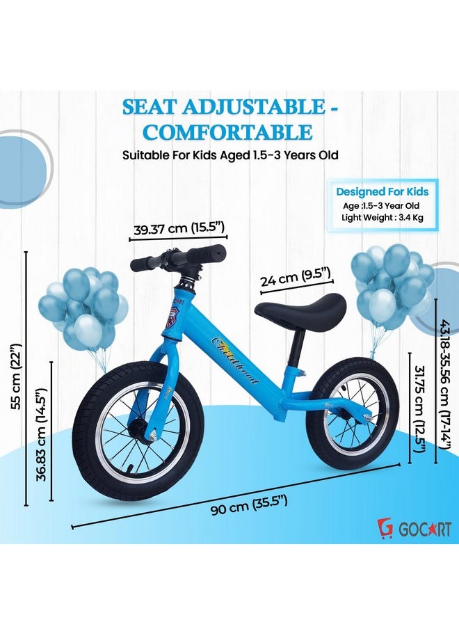 GOCART WITH G LOGO - GOCART WITH G LOGO Kids Training Cycle Without Pedal For 1.5 To 3 Year Old Kids ((Black) (Blue), Rigid - Image 1