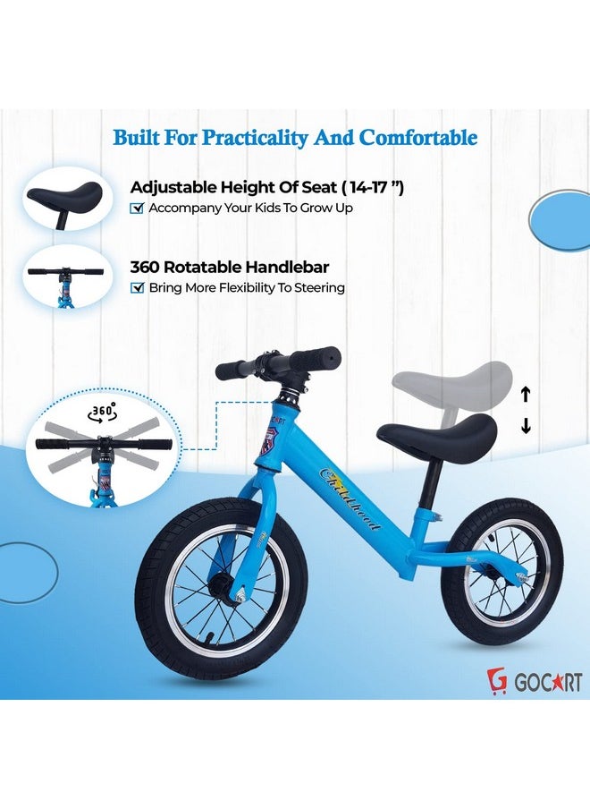 GOCART WITH G LOGO - GOCART WITH G LOGO Kids Training Cycle Without Pedal For 1.5 To 3 Year Old Kids ((Black) (Blue), Rigid - Image 1