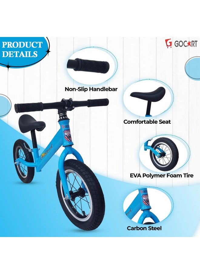 GOCART WITH G LOGO - GOCART WITH G LOGO Kids Training Cycle Without Pedal For 1.5 To 3 Year Old Kids ((Black) (Blue), Rigid - Image 1