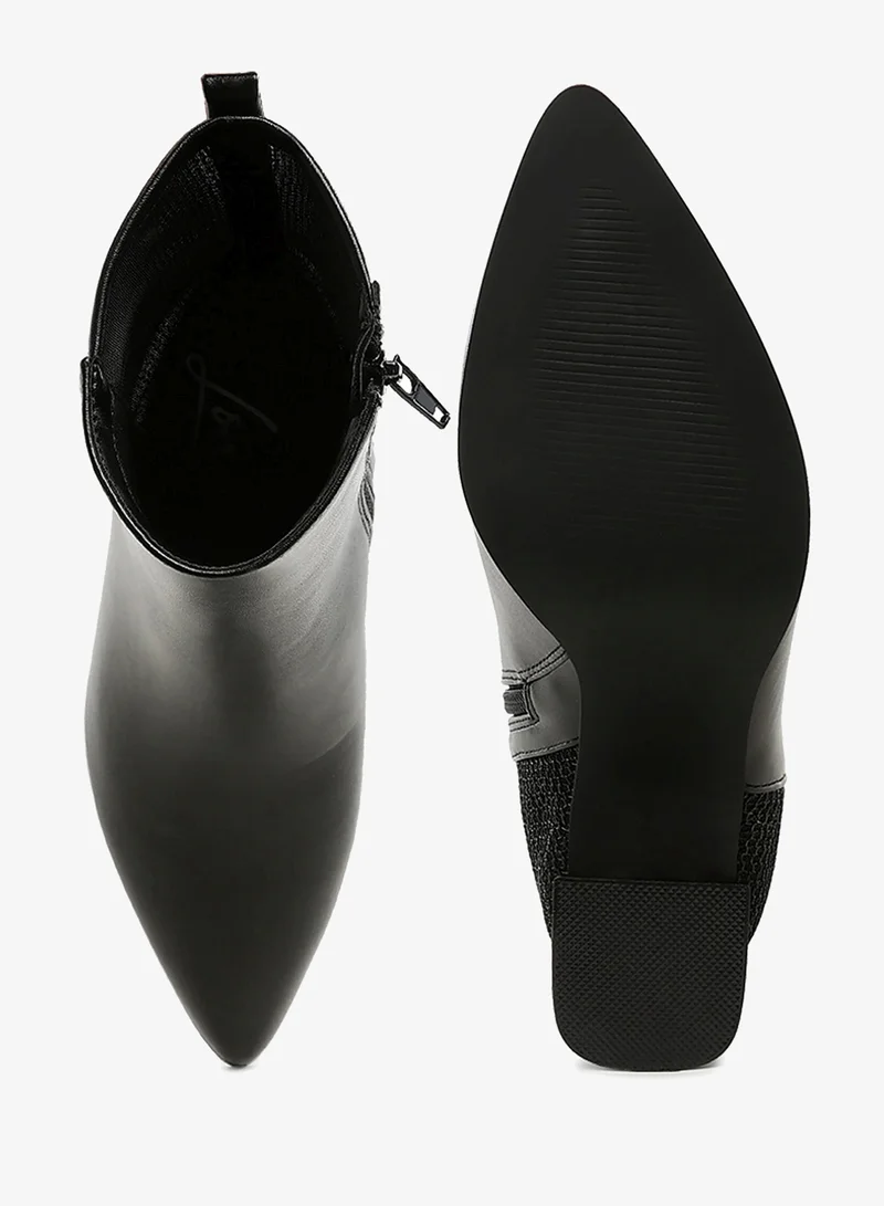 London Rag  Mesh Detail Pointy Ankle Boots in Black for Women | Best Price UAE