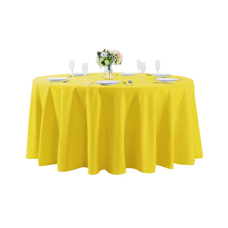 120 inch Round Tablecloth Washable Polyester Table Cloth Decorative Table Cover for Wedding Party Dining Banquet120 inchYellow