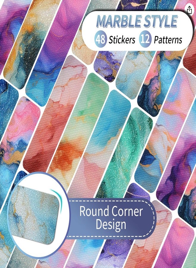 TOEMUR 48 Pieces Calm Strips Classroom Pack - Calming Strips for Anxiety Sensory Stickers with 2 Textured Stickers - Adults & Teens Desk Fidget - Teacher Must Haves (Marble Style) - Image 3