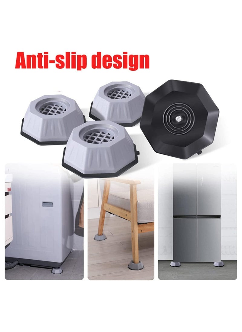 Excefore Washing Machine Rubber Feet Pads Anti Vibration Pads Fridge Machine Leveling Feet Anti Walk Pads Shock Absorber Furniture Lifting Base For Laundry Washer and Dryer(4pcs Grey)  - Image 2