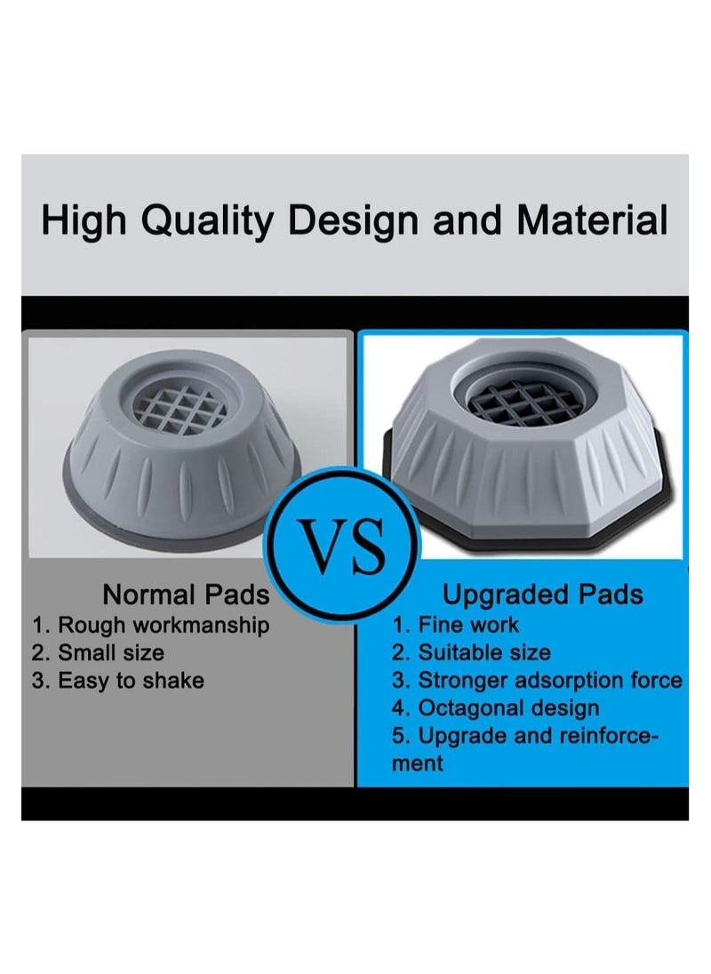 Excefore Washing Machine Rubber Feet Pads Anti Vibration Pads Fridge Machine Leveling Feet Anti Walk Pads Shock Absorber Furniture Lifting Base For Laundry Washer and Dryer(4pcs Grey)  - Image 4