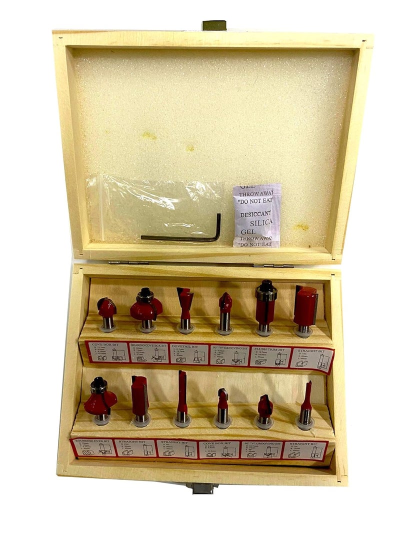 Jon Bhandari Tools - Jon Bhandari Tools 12pc Premium Router Trimmer Bit Set 6mm with Wooden Box Specially Designed for Wood Working - Image 1