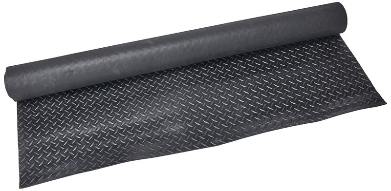 لفائف أرضيات مطاطية من RubberCal DiamondPlate 3 مم × 4 قدم × 1 قدم باللون الأسود