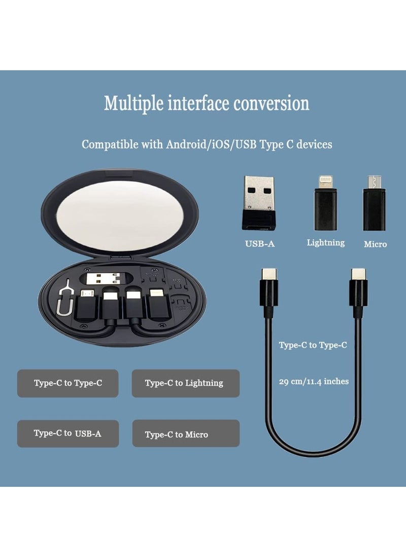 6 in 1 Multi-Function Portable USB Adapter Card Storage Set, 60W Fast Charge, Sim Card Tray Eject Pin, Hidden Phone Holder-Universal Smart Adaptor