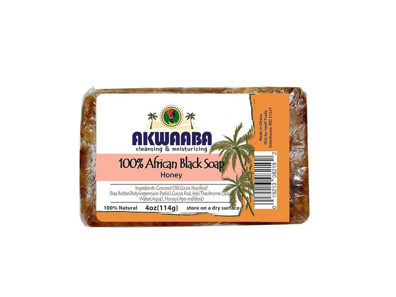 AKWAABA African Black Soap 4oz Honey - Image 1