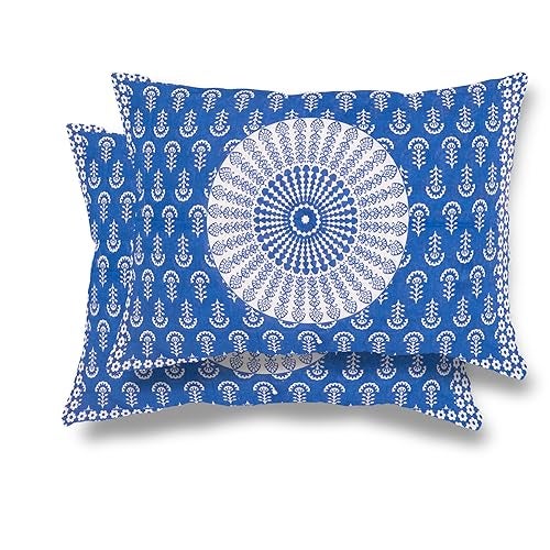 RajasthaniKart® Comfort Rajasthani Jaipuri Traditional Sanganeri Print 144 TC 100% Cotton Single Bedsheet with 1 Pillow Cover SB-256 (Blue) - Image 5