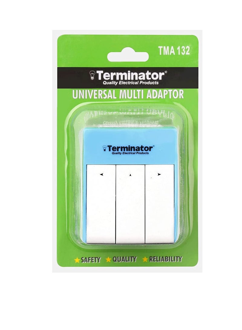 Terminator 3 Way Universal Multi Adapter With Long Switches 13A Plug - Image 2