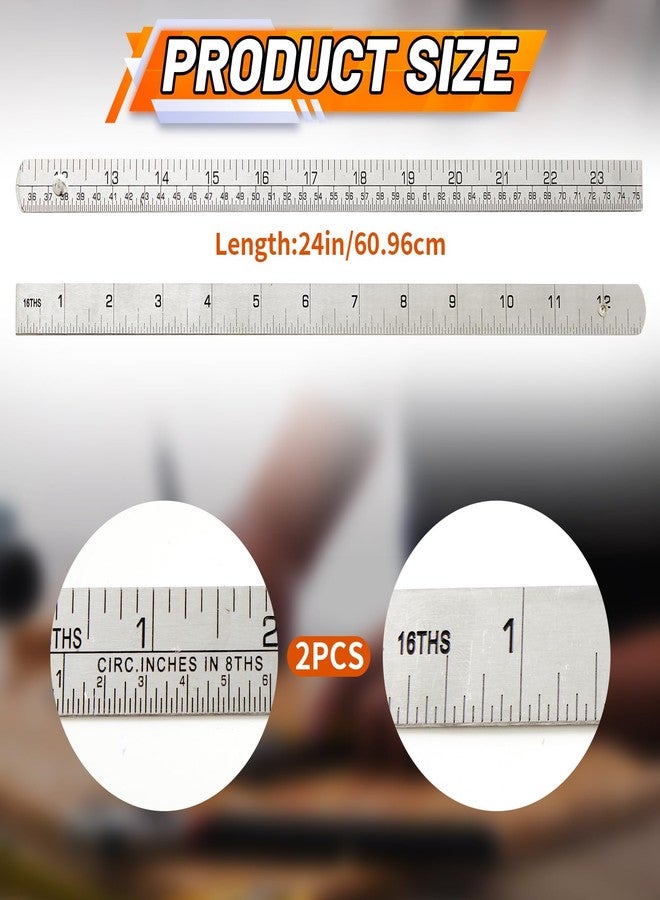 Tellegloww 2 Pcs Steel Ruler 3/4 in x 2 ft Folding-Rule Measuring Tool for Machinist Tinner Circumference Measurement Metalworking Industrial Drawing Engineering - Image 2