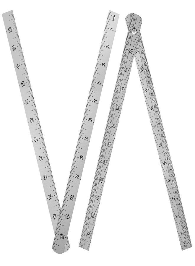 Tellegloww 2 Pcs Steel Ruler 3/4 in x 2 ft Folding-Rule Measuring Tool for Machinist Tinner Circumference Measurement Metalworking Industrial Drawing Engineering - Image 1
