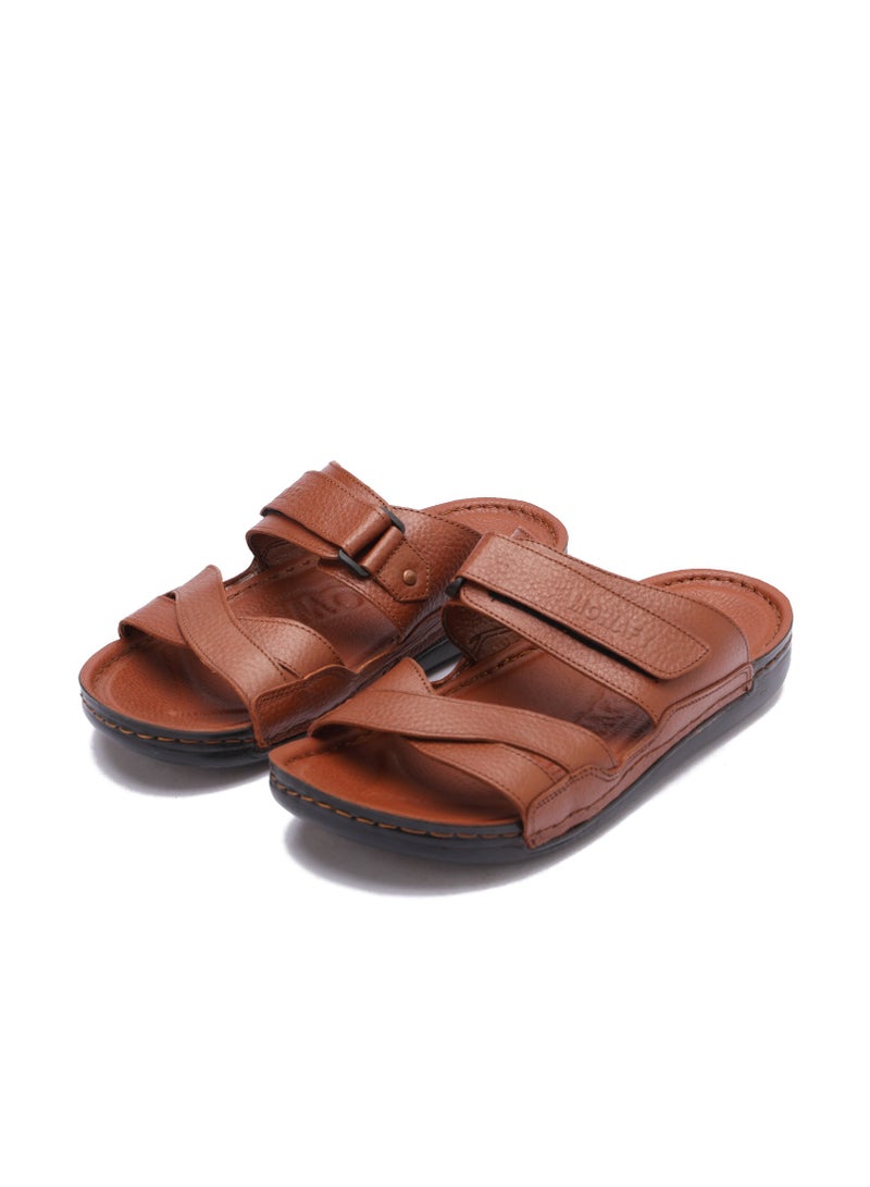 Men's Genuine Leather Slippers Modern Design with Fastener - Comfortable and Stylish for Daily Use and Non-Slip Sole - Available in Various Colors and Sizes - Image 2