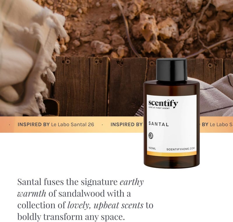 Scentify سنتيفي سانتال عطر زيت عطري لإعادة تعبئة البخاخات الزيتية - نغمات السوسن والعنبر والصندل وخشب الأرز - عطر بخاخ عطري فاخر ومريح 100 مل، 3.38 أونصة - Image 4