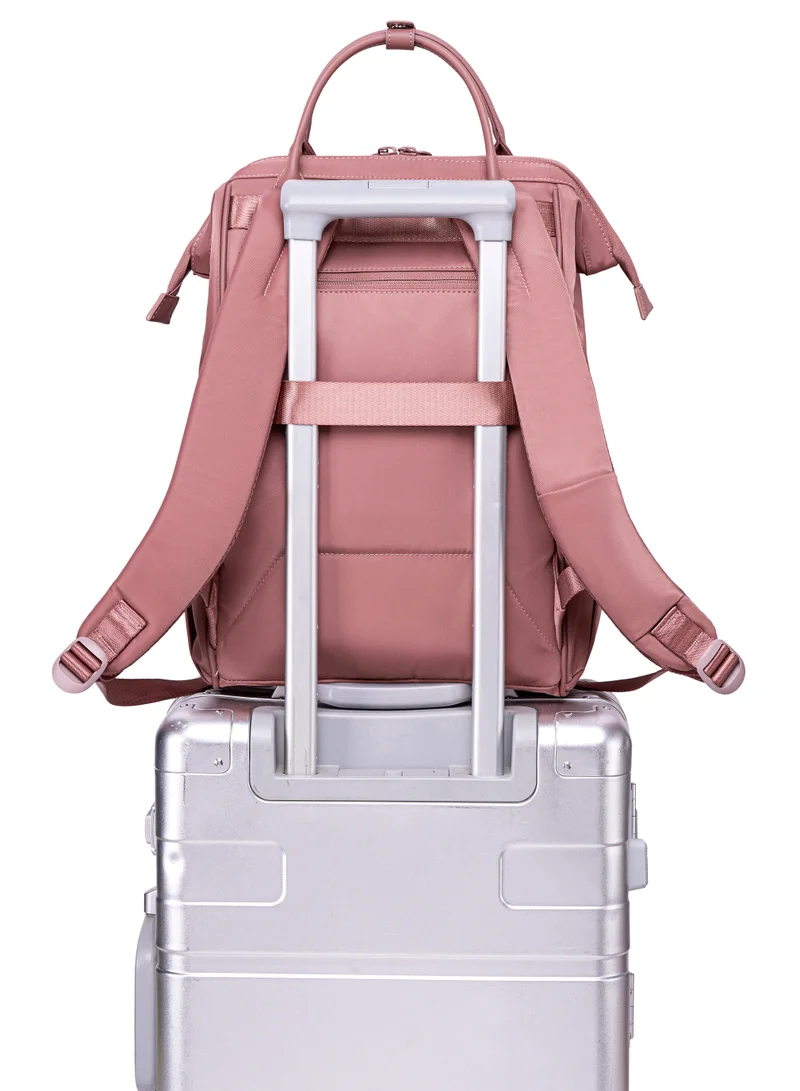 شانتريا حقيبة ظهر نسائية للكتف مقاومة للماء متعددة الوظائف مضادة للسرقة للمكتب والمدرسة والكلية - وردي