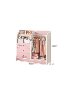 Generic Kids Wardrobe Closet,Portable Clothes Rack with 5 Drawer,Freestanding Closet Organizers and Storage System with Hanging Rods,Storage Cabinet Suitable for Cloakrooms,Bedrooms,Entrances（YN011-Pink）  - Image 2