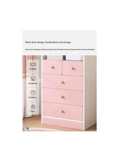 Generic Kids Wardrobe Closet,Portable Clothes Rack with 5 Drawer,Freestanding Closet Organizers and Storage System with Hanging Rods,Storage Cabinet Suitable for Cloakrooms,Bedrooms,Entrances（YN011-Pink）  - Image 4