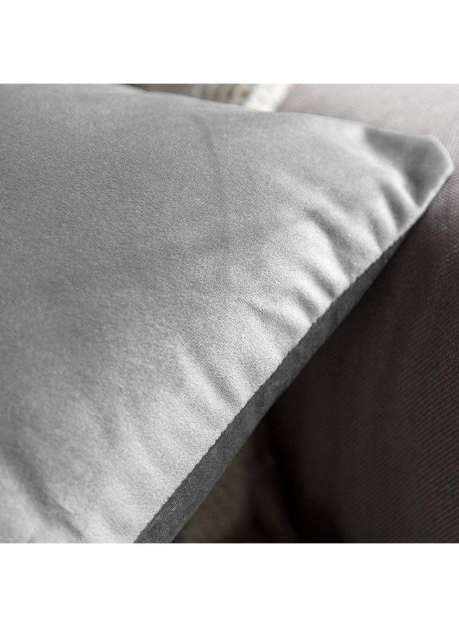 Khooti Khooti Decorative Velvet Square Cushion Cover Throw Pillow Cover for Living Room Couch Single Seater Sofa, Colourful Modern 16 x 16 Inches / 40.6 x 40.6 cm (Colour - Light Grey)(Set of 2 Pieces) - Image 3
