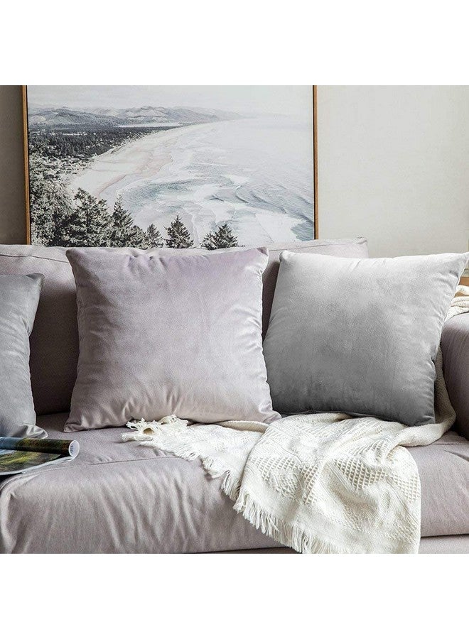 Khooti Khooti Decorative Velvet Square Cushion Cover Throw Pillow Cover for Living Room Couch Single Seater Sofa, Colourful Modern 16 x 16 Inches / 40.6 x 40.6 cm (Colour - Light Grey)(Set of 2 Pieces) - Image 5