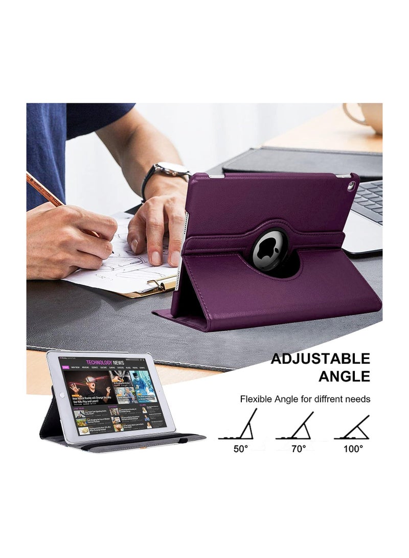 حافظة حماية دوارة لجهاز iPad 9.7 2018 2017 / iPad Air 2 - غطاء حماية بحامل يدور 360 درجة مع خاصية التنبيه التلقائي لجهاز iPad 9.7 بوصة (الجيل السادس، الجيل الخامس) iPad Air 2/ iPad Air 5/6 أرجواني - Image 3