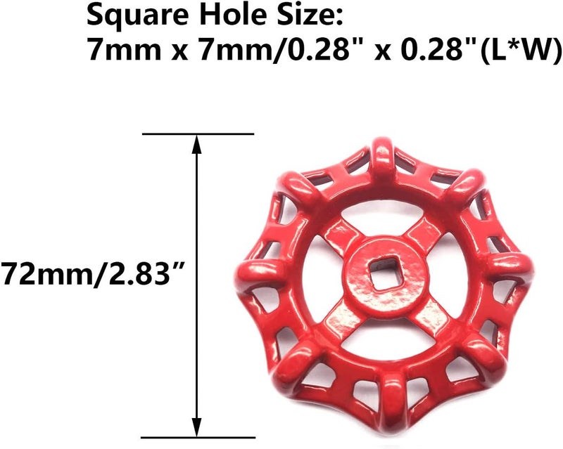 NGe 2PCS Replacement Gate Valve Handwheel - Red Metal Hose Bib Handle for 1.5 inch and 2 inch Valves - Image 2