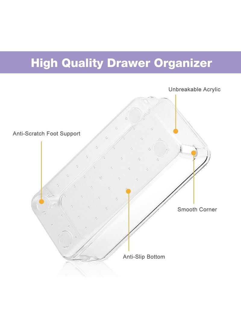 إي وورلد 10 قطعة من البلاستيك الشفاف درج درج درج درج فاصل فاصل تخزين مربع الحمام خزانة زينة تخزين مربع مستحضرات التجميل وأدوات المطبخ مع حاوية بلاستيكية صغيرة كبيرة - Image 4