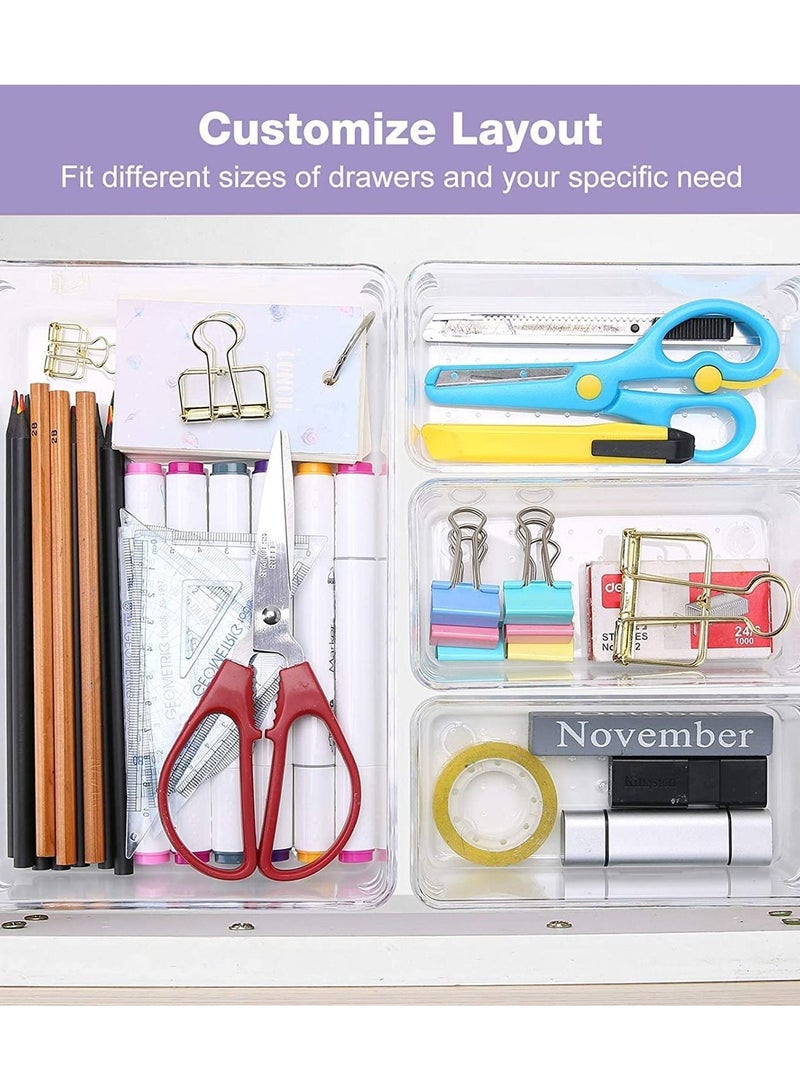 إي وورلد 10 قطعة من البلاستيك الشفاف درج درج درج درج فاصل فاصل تخزين مربع الحمام خزانة زينة تخزين مربع مستحضرات التجميل وأدوات المطبخ مع حاوية بلاستيكية صغيرة كبيرة - Image 3