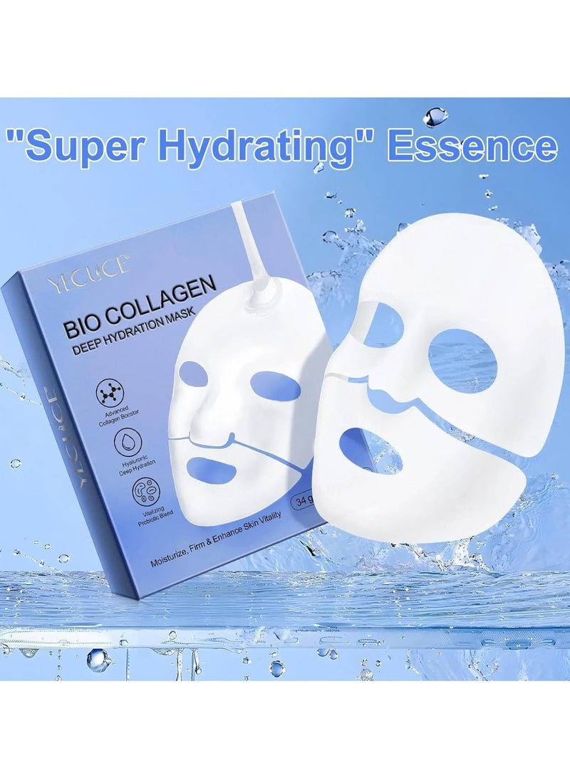 Yecuce 6 Pcs Bio Collagen Mask Collagen Face Mask Hydrating Overnight Mask Pore Minimizing Elasticity Improvement Firming Moisturizing Nourishing Smooth Bio Collagen Face Mask 6Pcs  - Image 3