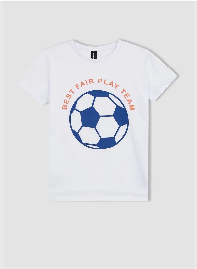 DeFacto Short Sleeve Football Printed Pyjama Top