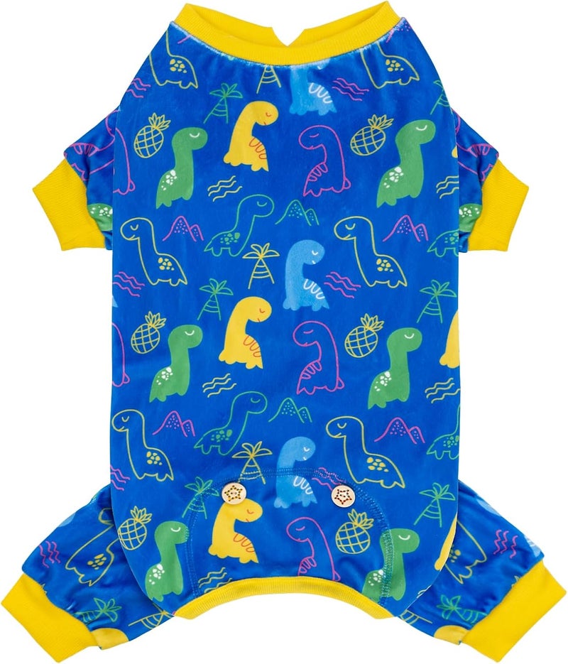 KYEESE Dog Pajama Soft Material Stretchable Dogs Pajamas Onesie Pet Pjs Dinosaur Dogs Apparel for Small Dogs, Large - Image 1