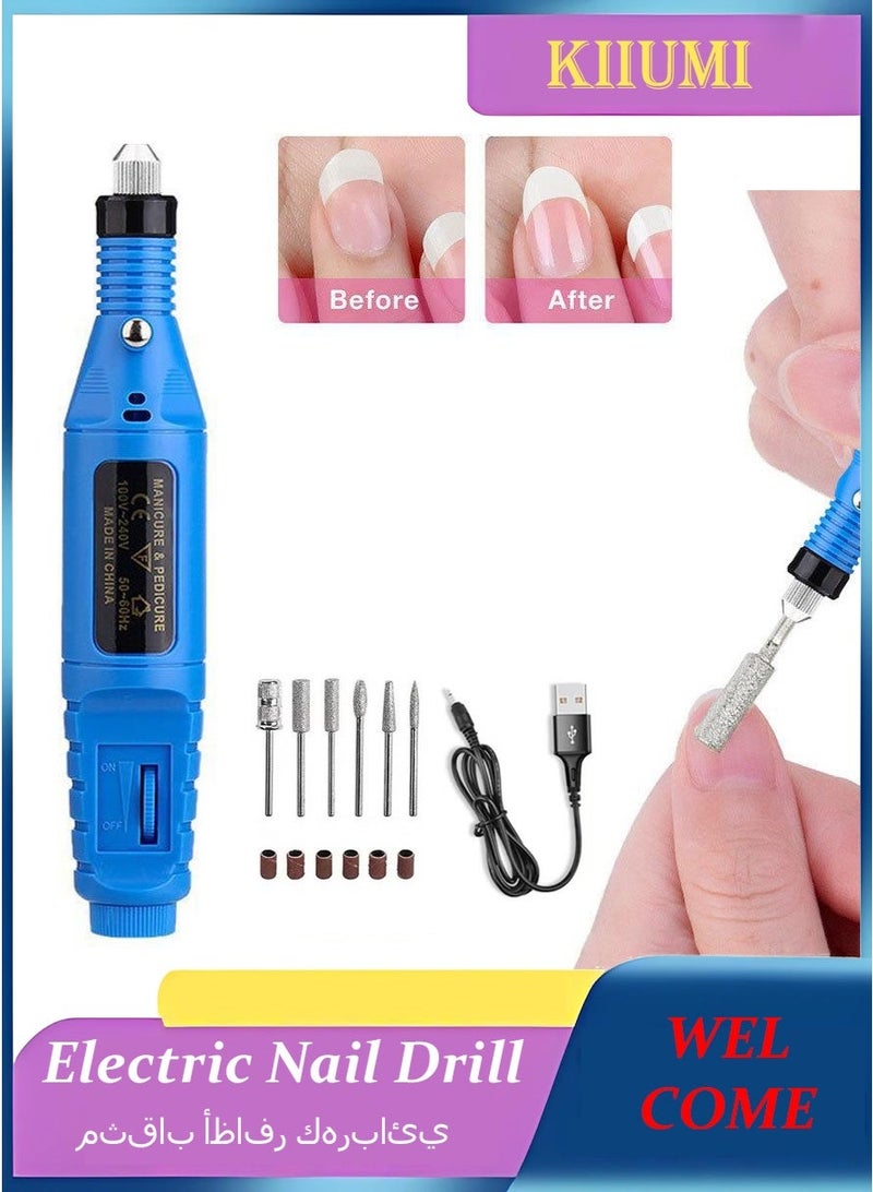 KIIUMI Electric Nail Drill，Professional Portable Nail File Kit ，With Nail Drill Bits, Sanding Bands for Acrylic Gel Nails，Salon or Home Use，Blue - Image 1